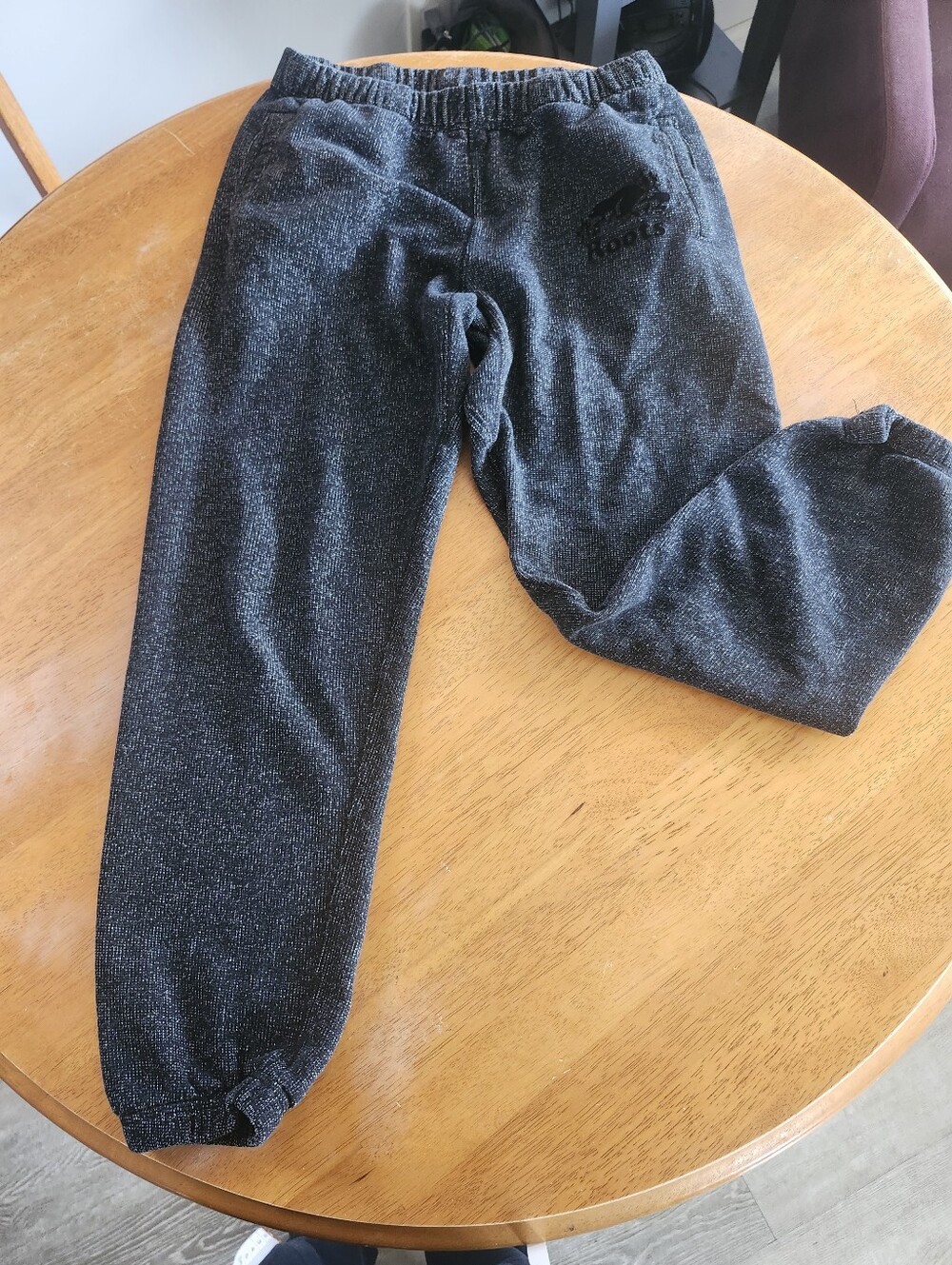 Roots Cotton Joggers, Small, Dark Grey Logo Sweatpants Pants